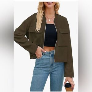 Amazon cropped bomber jacket - size small